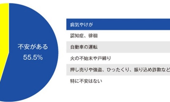 高齢の親御さんと別居している方の半数以上が不安を抱えている