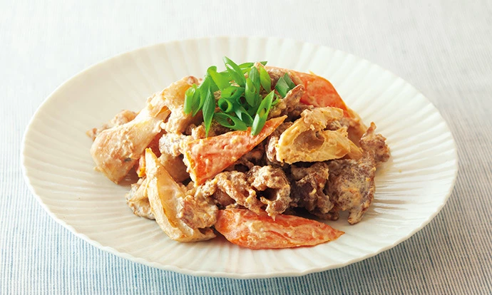 根菜の香ばしさと酸味が絶妙にマッチ！「豚肉と根菜のごまヨーグルト和え」