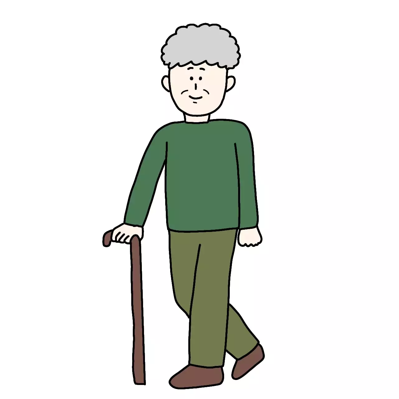 杖を使う男性