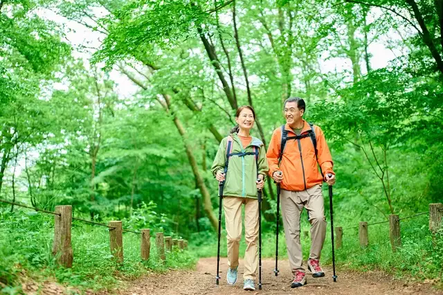 登山を楽しむシニア夫婦