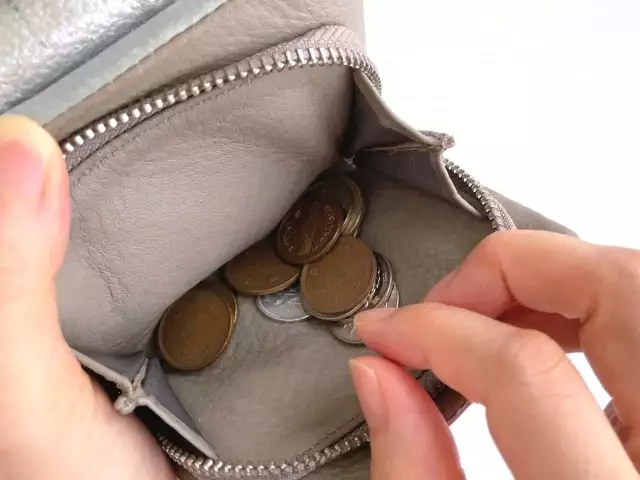 小銭を探す手もと