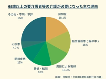 500796-1.png 介護が必要になった主な理由「令和3年度版高齢社会白書より」